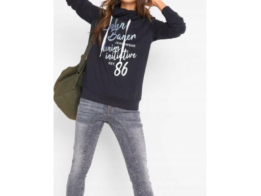 B.P.C bluza czarna z nadrukiem i brokatem 36/38.