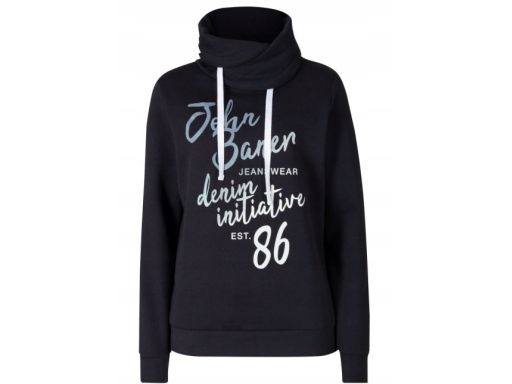 B.P.C bluza czarna z nadrukiem i brokatem 36/38.