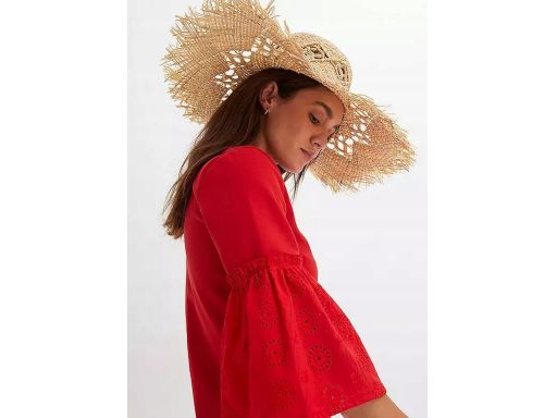 B.P.C czerwona sukienka z koronkowymi rękawami r.36/38