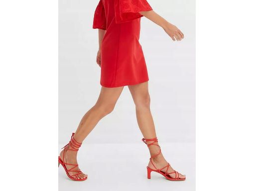 B.P.C czerwona sukienka z koronkowymi rękawami r.36/38