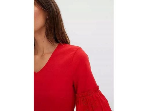 B.P.C czerwona sukienka z koronkowymi rękawami r.36/38