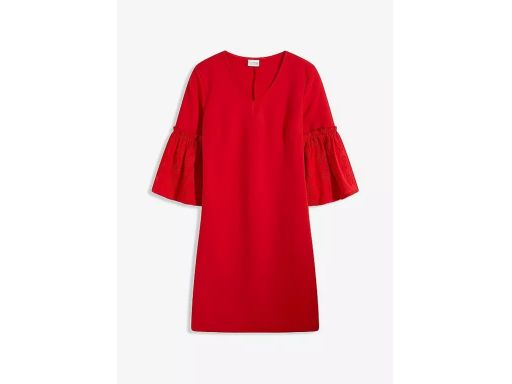 B.P.C czerwona sukienka z koronkowymi rękawami r.36/38