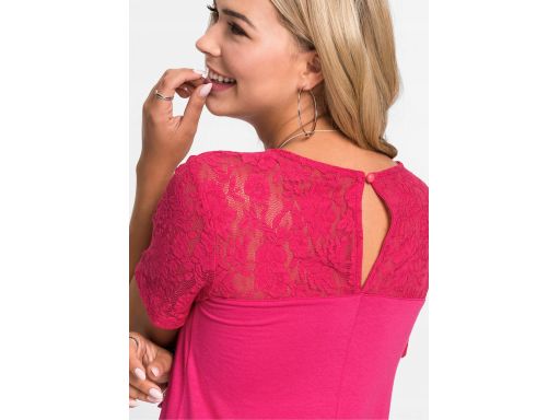 B.P.C Sukienka różowa z koronkową wstawką *40/42