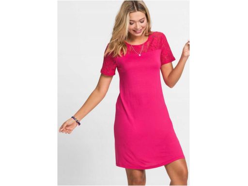 B.P.C Sukienka różowa z koronkową wstawką *40/42