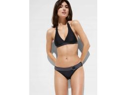 B.P.C. bikini wiązane trójkątne miseczki czarne z figami ^36