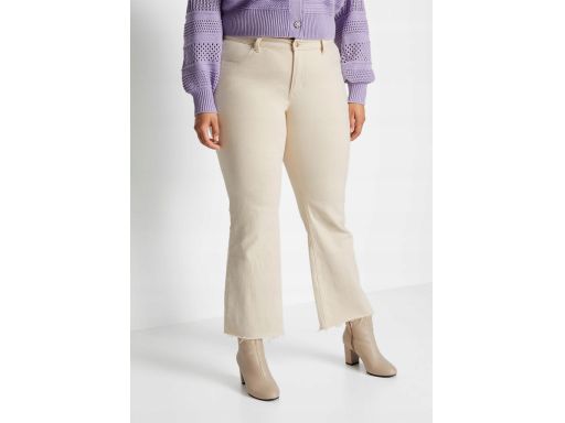 B.P.C Wygodne spodnie twillowe dzwony jasny beż^52