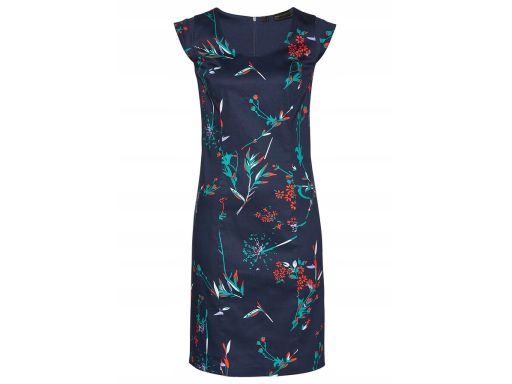 AD6761 sukienka ołówkowa granatowa w kwiaty 38.
