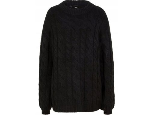 B.P.C czarny sweter damski z warkoczami r.40/42