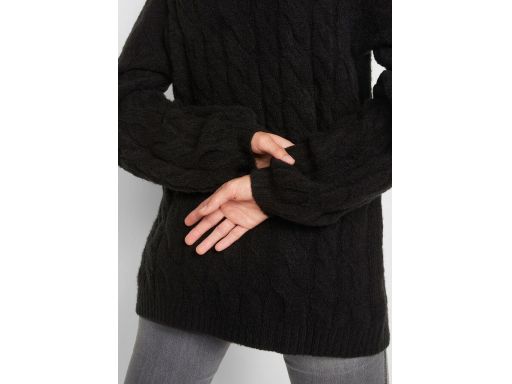 B.P.C czarny sweter damski z warkoczami r.40/42
