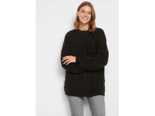 B.P.C czarny sweter damski z warkoczami r.40/42