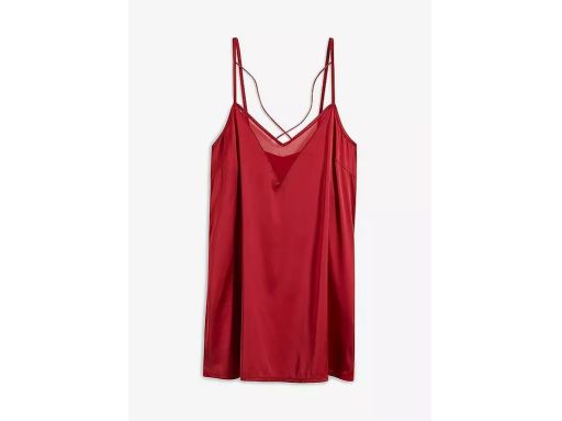 B.P.C koszula nocna satynowa z siateczką i paseczkami bordo r.40/42