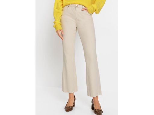 B.P.C Wygodne spodnie twillowe dzwony jasny beż^54