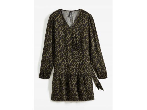 B.P.C sukienka satynowa czarno-khaki we wzory z wiskozy 44.