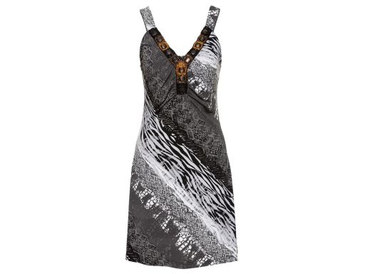 B.P.C sukienka z nadrukiem i aplikacją z kamieni przy dekolcie r.44/46