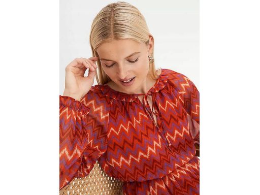 B.P.C sukienka szyfonowa kasztanowa miedziana we wzory ^38