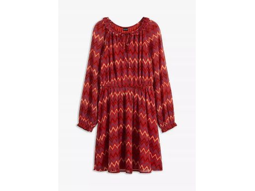 B.P.C sukienka szyfonowa kasztanowa miedziana we wzory ^38