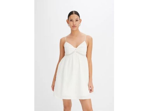 B.P.C sukienka plażowa krótka śmietankowa urocza r.34