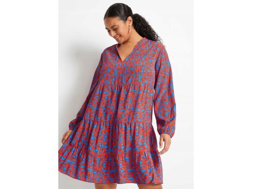 B.P.C sukienka tunikowa czerwonow-niebiesak we wzory ^34