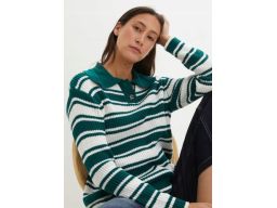 B.P.C sweter damski w paski biało-zielony r.36/38