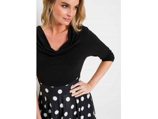 B.P.C czarna sukienka w białe grochy rozkloszowana ^36/38