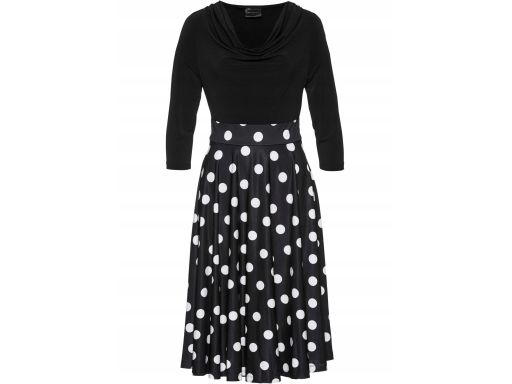 B.P.C czarna sukienka w białe grochy rozkloszowana ^36/38