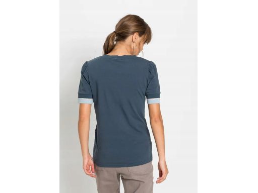 B.P.C t-shirt granatowy z ozdobnymi ściągaczami 32/34.