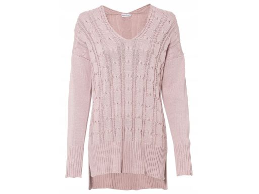 B.P.C sweter różowy długi z warkoczami r.36/38