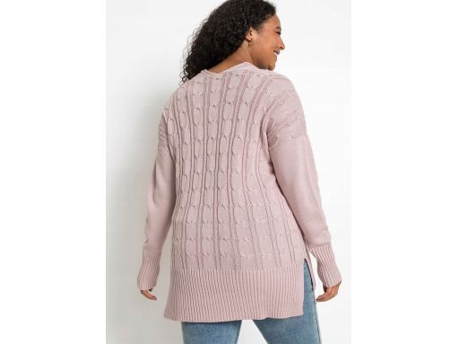 B.P.C sweter różowy długi z warkoczami r.36/38