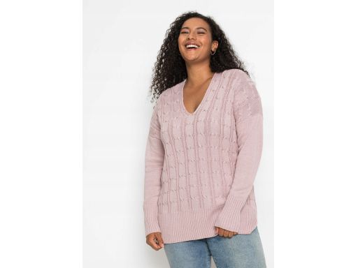 B.P.C sweter różowy długi z warkoczami r.36/38
