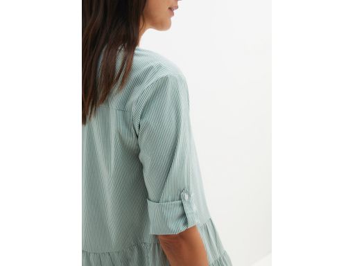 B.P.C sukienka koszulowa zielona w białe pionowe paseczki ^42