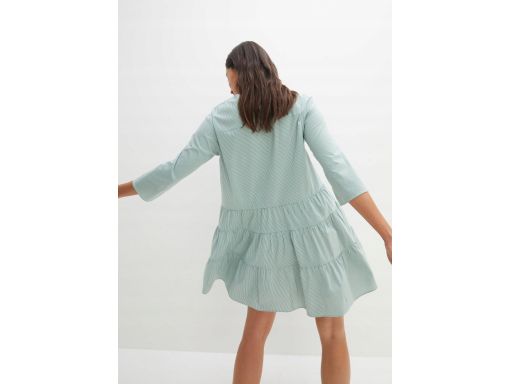 B.P.C sukienka koszulowa zielona w białe pionowe paseczki ^42