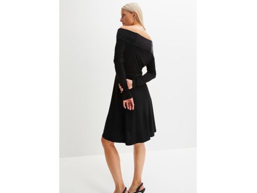 B.P.C sukienka czarna carmen z błyszczącymi elementami ^36/38