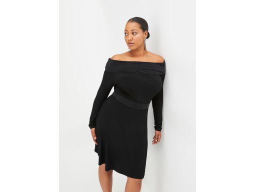 B.P.C sukienka czarna carmen z błyszczącymi elementami ^36/38