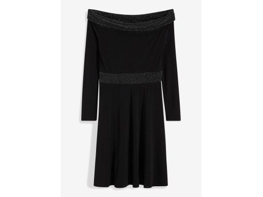 B.P.C sukienka czarna carmen z błyszczącymi elementami ^36/38
