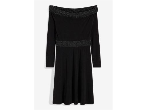 B.P.C sukienka czarna carmen z błyszczącymi elementami ^36/38