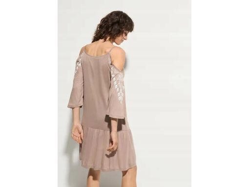 B.P.C sukienka tunika plażowa odkryte ramiona nadruk 44/46.