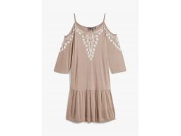 B.P.C sukienka tunika plażowa odkryte ramiona nadruk 44/46.