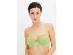 B.P.C biustonosz balkonetka na fiszbinach usztywniany koronkowy zielon