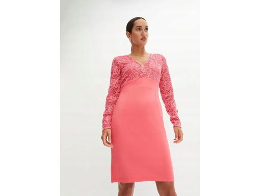 B.P.C. różowa sukienka koronkowa ołówkowa r.36