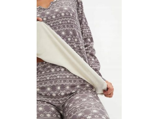 B.P.C. piżama damska ciepła szara we wzory ^36/38
