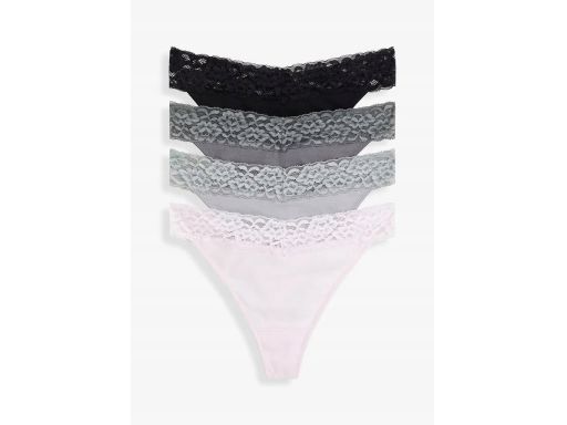 B.P.C 4-pak stringi bawełniane z koronką ^52/54