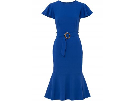 B.P.C sukienka midi z falbaną chabrowa ^36/38