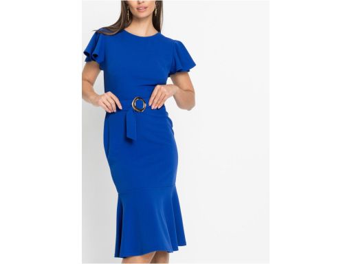 B.P.C sukienka midi z falbaną chabrowa ^36/38