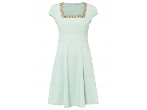 B.P.C miętowa sukienka z koronką ^48/50