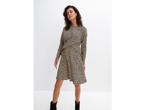 B.P.C Sukienka z dżerseju w cetki leo z przewiązaniem ^36/38