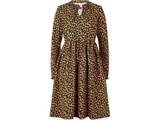 B.P.C sukienka bawełniana czarna w pomarańczowe kwiaty 40/42.