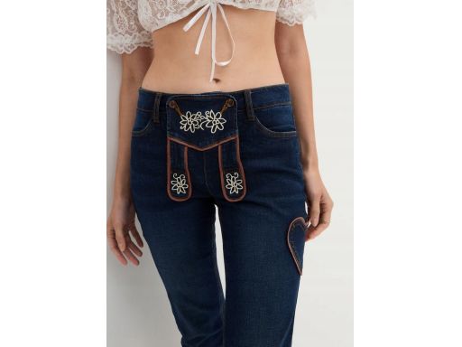 B.P.C jeansy ludowe z haftami i rzemykami r.46