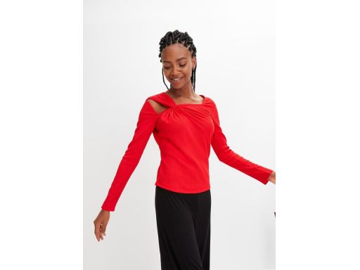 B.P.C bluzka z krepy czerwona z wycięciem ^36/38