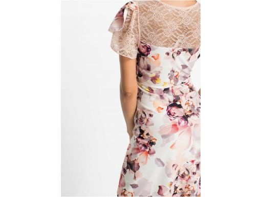 B.P.C Sukienka z koronką i falbanką w kwiaty ^36/38