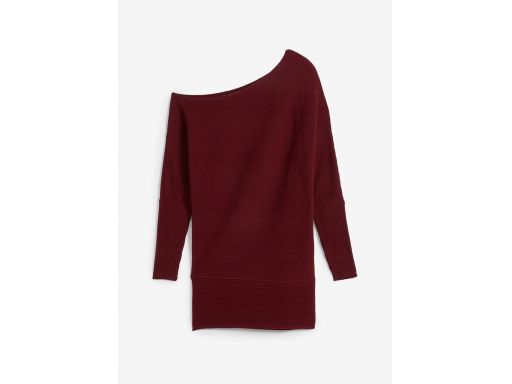 B.P.C sweter asymetryczny odsłaniający ramię burgundowy 48/50.